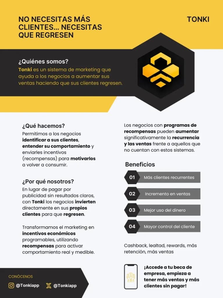 Infografia de propuesta de valor Tonki